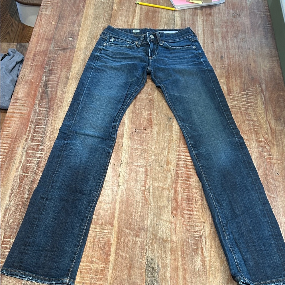 Ag Adriano Goldschmied Dark Blue Straight Leg Jeans